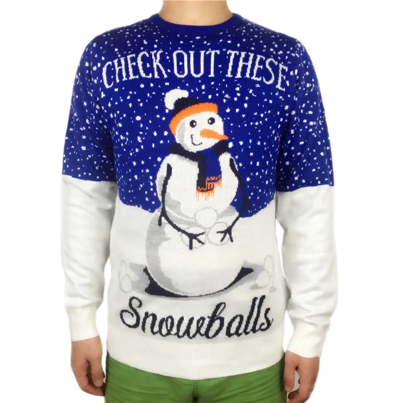 Забавный вязаный Уродливый Рождественский свитер для мужчин и женщин, безразмерный вязаный Рождественский пуловер с рисунком грязного снеговика, джемпер, S-3XL большого размера - Цвет: Version 1