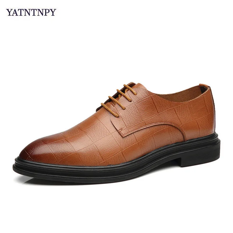 

YATNTNPY New british genuine PU Leather Shoes Men Pointed Toe Oxfords Fashion Man Dress shoes Black Business shoes men formal