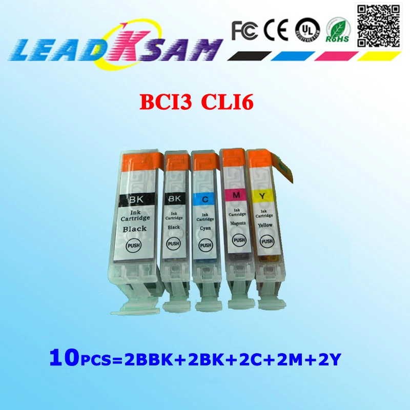 10pcs BCI-3E CLI-6 ink cartridge compatible for CANON BCI-3eBK BCI-6BK/6C/6M/6Y BJC-6000/6100/6200/6500 | Компьютеры и офис