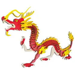 Животное DIY 3D сборки Деревянный Китайский дракон головоломки модель игрушки для детские домашние декорации @ ZJF