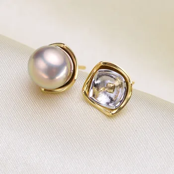 

S925 Sterling Silver Earrings Holder Women DIY Pearl Earrings Jewelry Findings&Components Fashion Earrings Holder 3pairs
