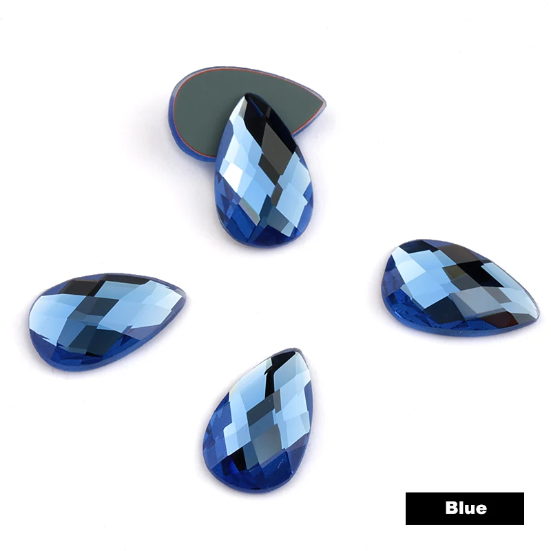 QIAO Высокое качество 6*16 мм 10*14 мм 11*18 мм без горячей фиксации Flatback паста Стразы Кристалл Стекло Камни для украшения одежды - Цвет: blue