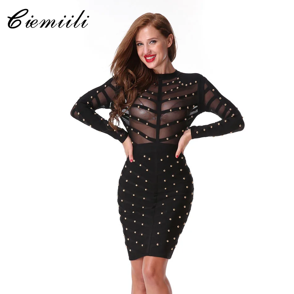 CIEMIILI 2017 New Women Evening Party Bandage font b Dress b font font b Mesh b