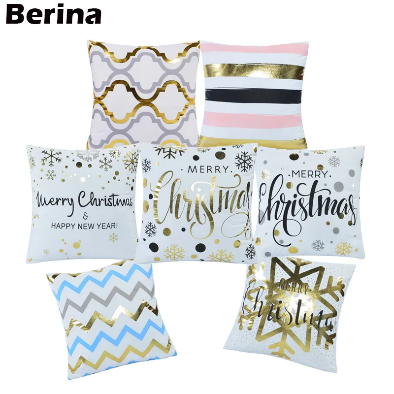 

Christmas Velvet Geometric Cushions Cushion Cover Bronzing Gold Home Decoration 45 x45 Decorative Sofa Cushion Pillowcase 10029
