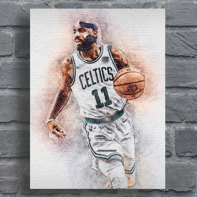

Kyrie Irving Art Prints Basketball Star Sports The Poster Artwork Drawing Silk Picture Large Size Room Wall Decor