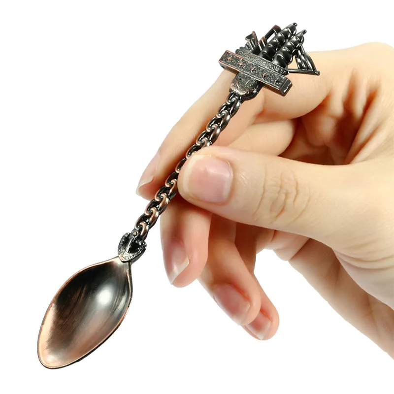 

Mrosaa 5Pcs/Set Royal Style Coffee Milk Spoon Ice Cream Dessert Sugar Scoop Mini Bronze Vintage Scoop Spoon Tableware Gift