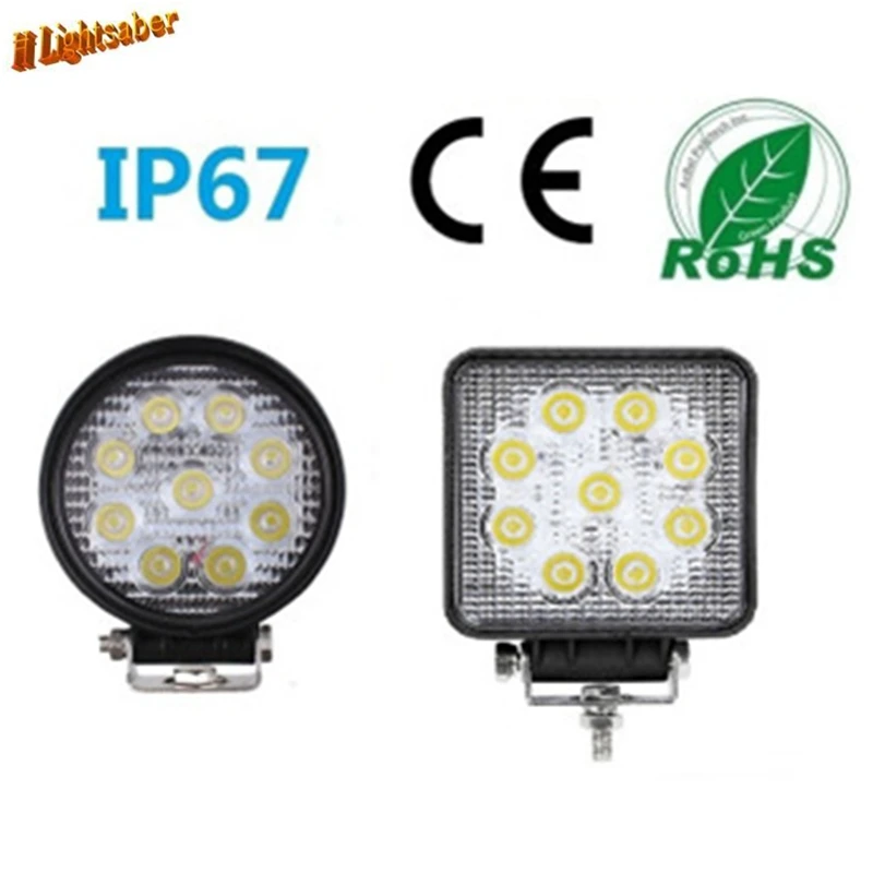 

DC10V-30V 9LED 27W Round/Square Work Car Shoot Light Floodlight Bright Lamp Warm White/White For Camp Truck ATV Strong light
