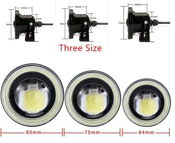 2 PCS. Car Cob Led Angel Eyes Fog lights Led Halo Projector Lens ring foglamp 12 Waterproof White Blue Xenon lamp in the SUV ATV Off Road (4)