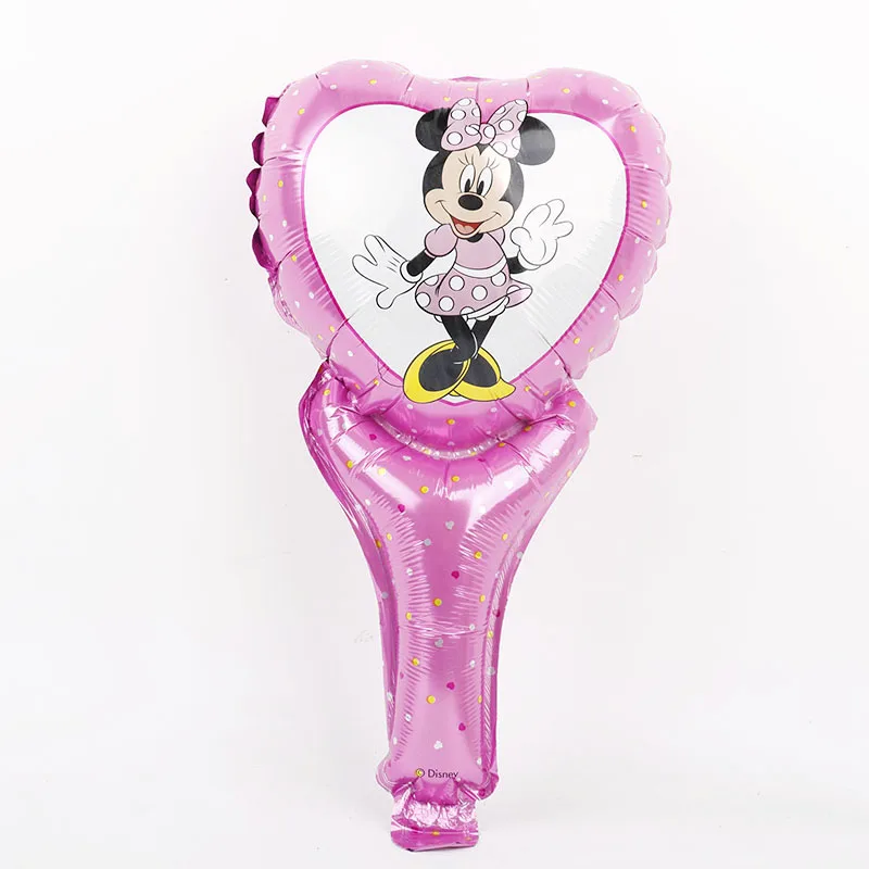 1 шт. Микки Маус День рождения украшения из фольги Воздушные шары Дисней палочки игрушки baby shower мальчик девочка принцесса Минни воздушные шары - Цвет: 1pc heart minnie
