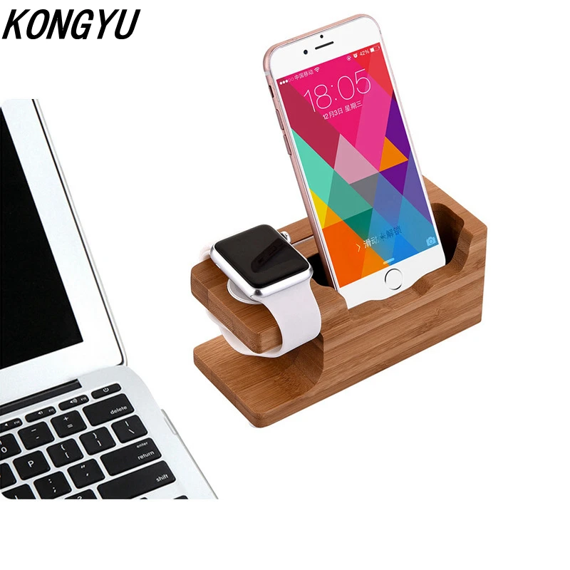 KONGYU Portable Universal Wooden Phone Holder Stand for