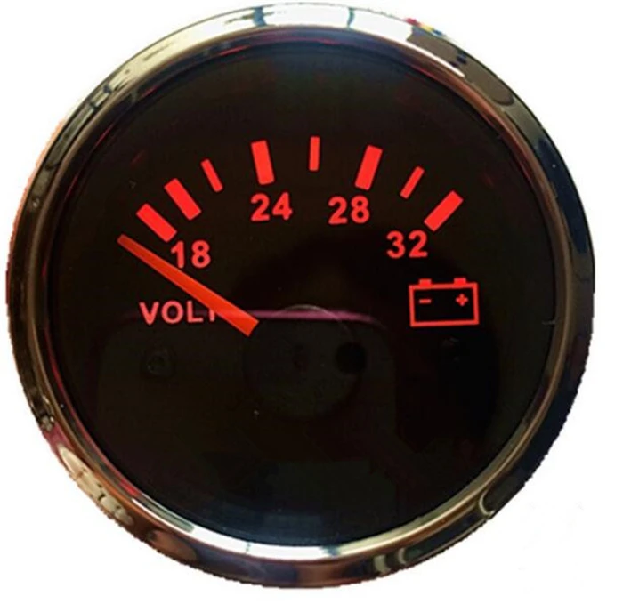 1pc pointer type instrument voltmeters 12v/24v voltage gauges 52mm voltage meters with red