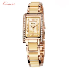 KIMIO прямоугольные квадратные женские часы Роскошные брендовые Стразы Кварцевые черные китайские женские часы-браслет женские наручные часы s
