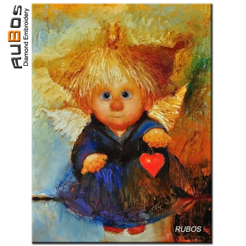 RUBOS мультфильм Ангел красное сердце DIY 5D Алмазная мозаика для рукоделия вышивка алмазная живопись Полный Круглый ребенок ручной работы хобби