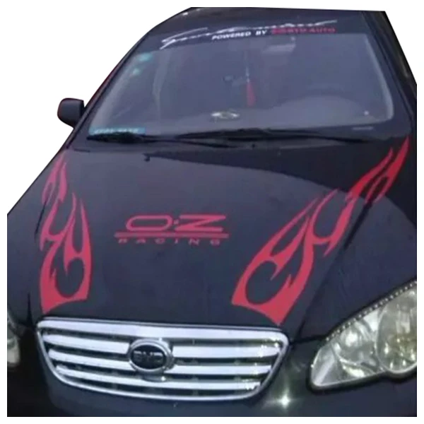 

1 set Reflective Personality Flame Totem Car Stickers Bonnet Hood Body Decal Sticker Waterproof Removable(Size:180 Cm) red