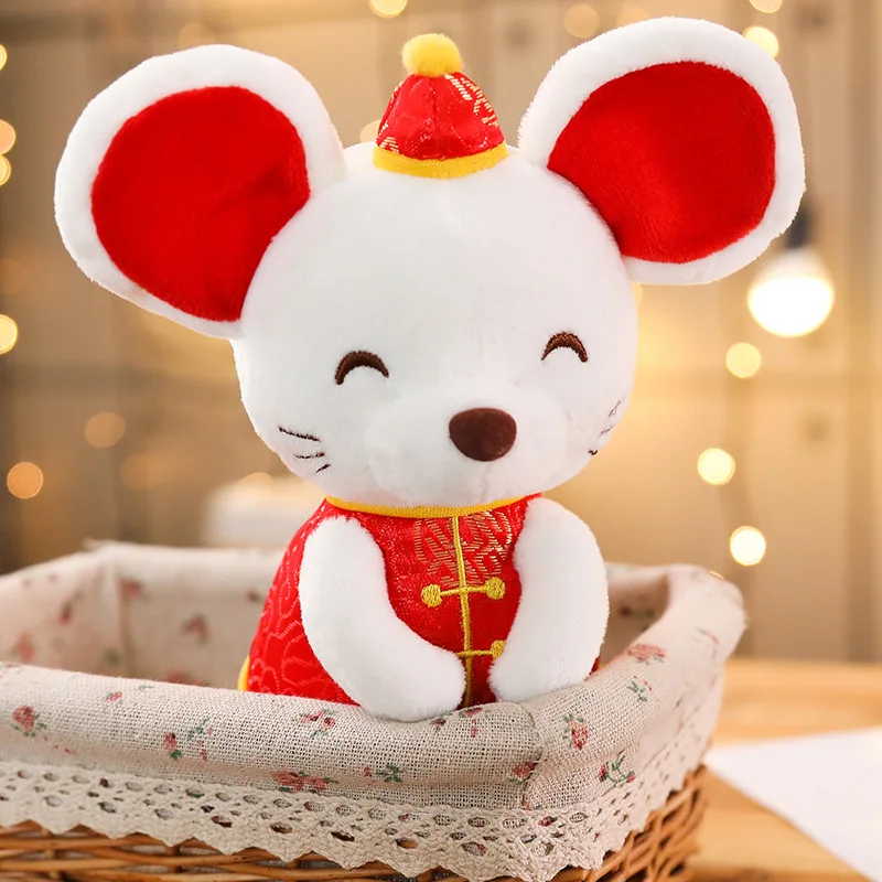 Rat Year Kawaii China Dress Mascot Rat Plush Mouse in Tang suit Soft Toys Chinese New Year Party Decoration Gift