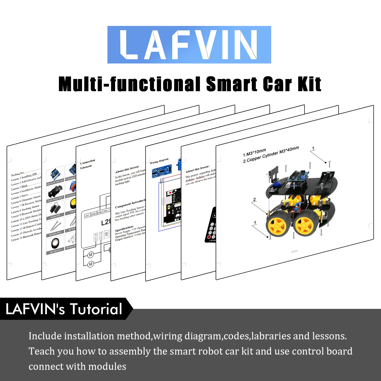 Многофункциональный Умный робот LAFVIN для Arduino UNO с ультразвуковым датчиком Bluetooth