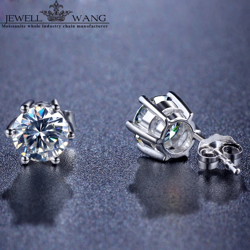 Драгоценный камень с муассанитом цвет Белое золото 0 50 карат 18 К|stud earrings|earrings