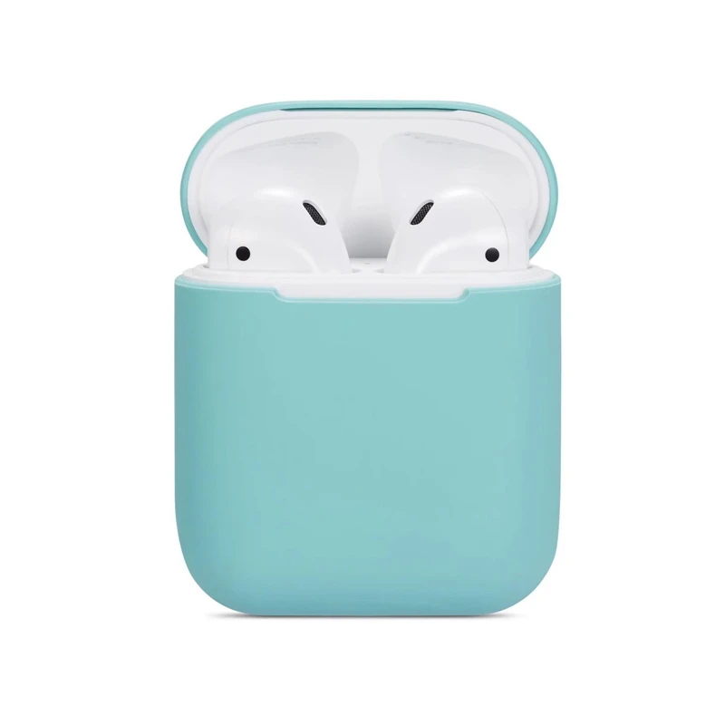 Силиконовый наушник чехол для Airpods 1 мягкий гибкий тонкий чистый яркий цвет беспроводной Bluetooth наушники чехол для Airpods чехол сумка - Цвет: Green