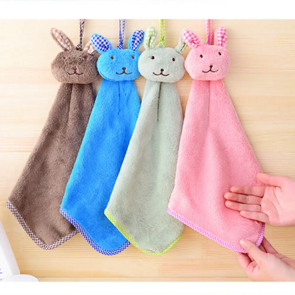 Милое детское полотенце для рук с кроликом для малышей, мягкое плюшевое полотенце для купания с изображением животных из мультфильма для детей, 5 цветов