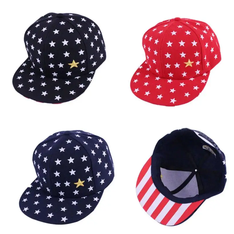 Mode Druck Sterne Gestreiften Sonne Lkw Hut Einstellbare Hysterese Neue Kinder Baby Kinder Muster Hip Hop Baseball-Cap Schirmmütze
