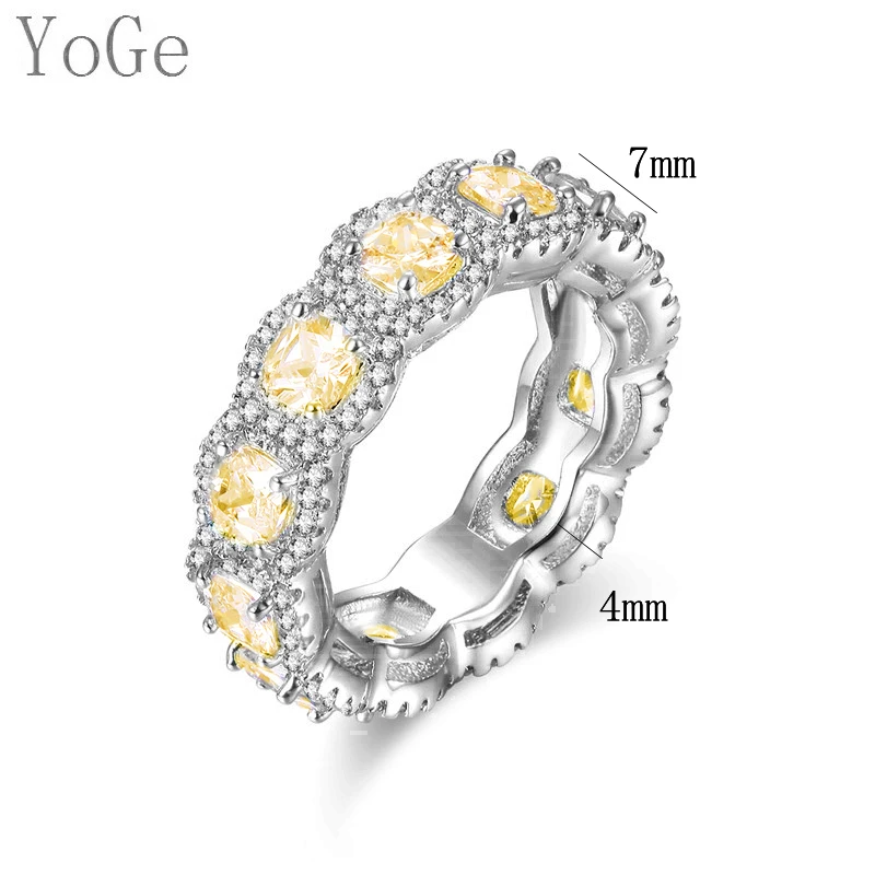 YoGe свадебные и вечерние ювелирные изделия для женщин, R3528Y Мода AAA CZ полностью ювелирное квадратное кольцо с камнем