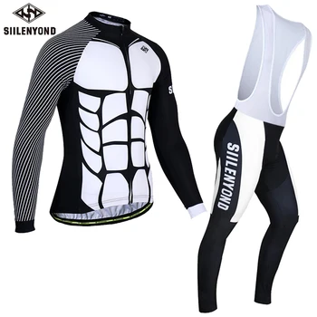

Siilenyond Flour White Winter Thermal Fleece Cycling Jersey Set Mountian Bicycle Cycling Clothing MTB Bike Cycling Clothes Suit