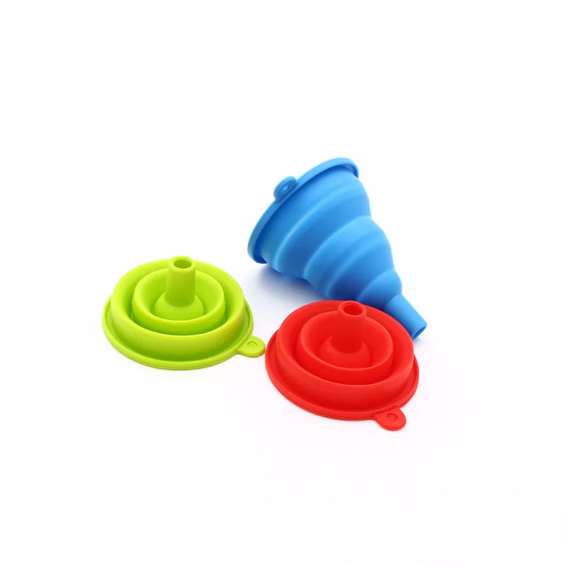 

2Pcs/set Kitchen Tool Silicone Funnel Practical Collapsible Oil Funnel Hopper Small funnel Foldable 10*9.5cm Color at Random