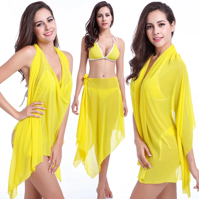 

10 in 1 Transparent Stretch Mesh Beach Dress Cover Ups 2019 Matches Bikini Convertible Infinite Women's Summer Beach Pareo