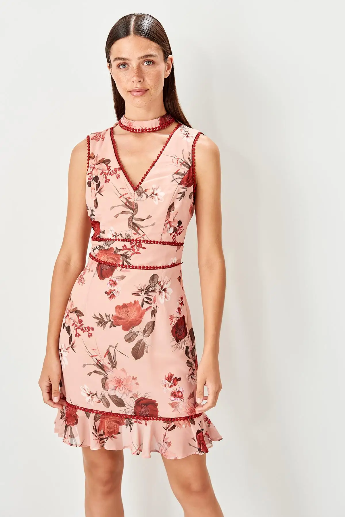Модное платье с рисунком розы TPRSS19UT0172|Платья| |