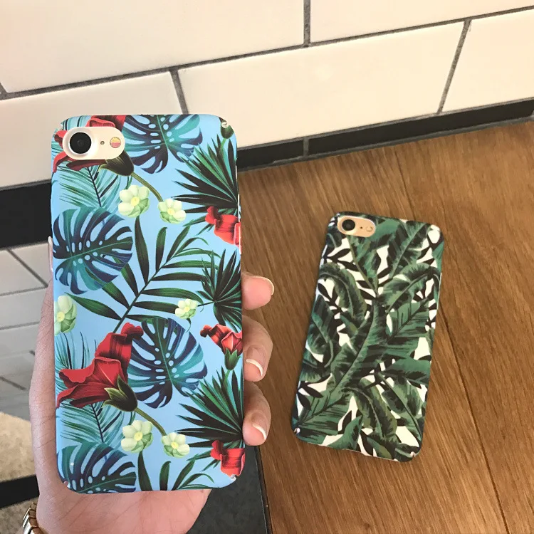 Роскошные Чехлы для IPhone 6 6S 7 8 Plus с цветочным принтом в виде банановых листьев