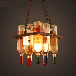 Творческий винный шкаф дизайнер Открытый Подвесные Светильники с мансардой баров, ресторанов кафе пространство бутылки искусство лампы