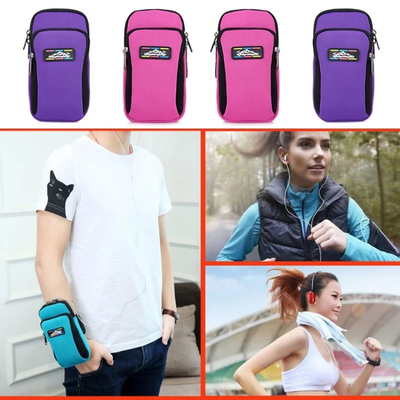 

Phone Universal Bag Double Pockets Sport Running Bag Arm Band Mobile Phone Pouch Bag Holder Wallet Gym Waterproof Armband