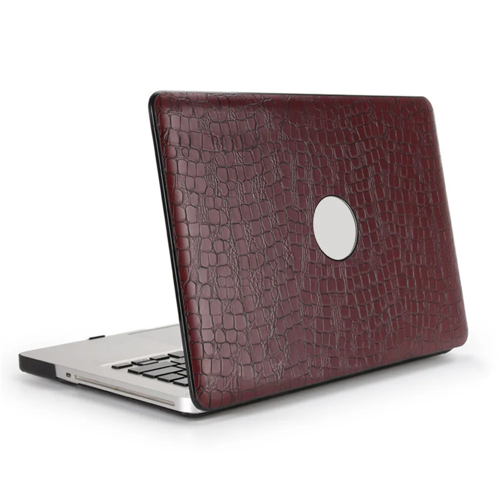 Чехол для ноутбука с крокодиловым узором для Macbook Air Pro retina 11 12 13 15 из искусственной кожи с полым логотипом - Цвет: Brown