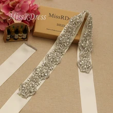 MissRDress жемчуг пояс невесты серебро кристалл свадебный пояс стразы свадебный пояс для женские вечерние платья JK936