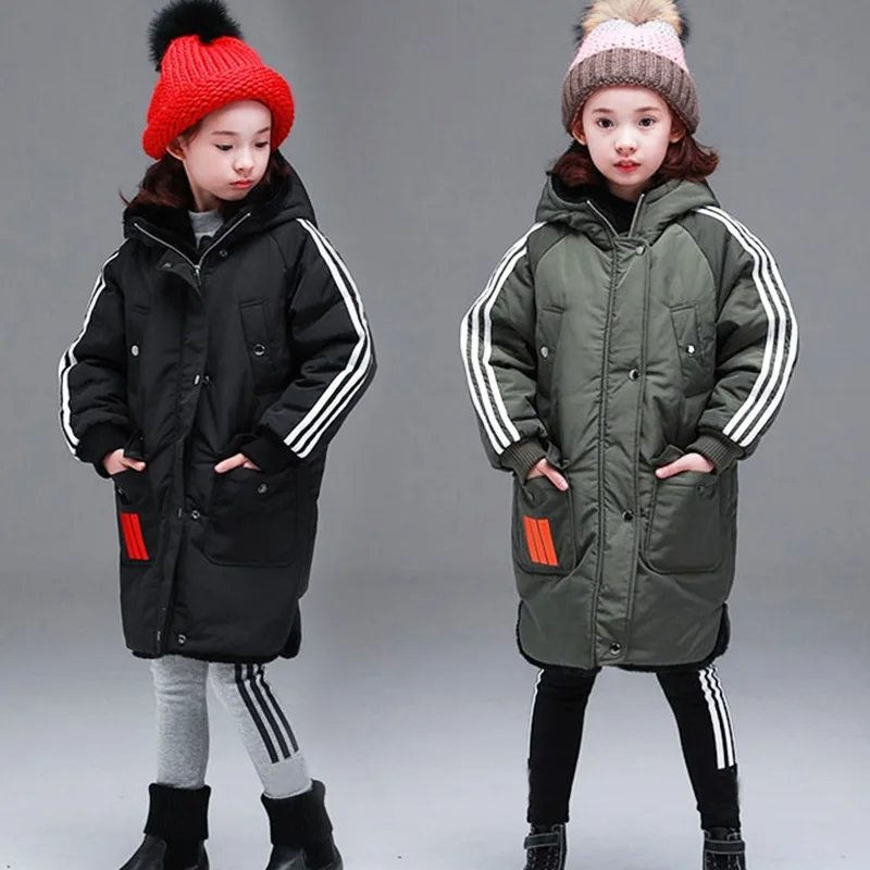 2018 Winter Kids Padded Jackets Girl Thicken Hooded Warm Fur Collar Cotton Jackets Kids Outerwear Cotton Padded Parkas Jackets