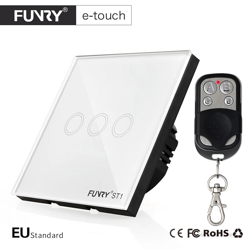 

FUNRY EU Standard 3-Gang Smart Remote Switch,Turn ON/OFF Lights Via 433MHz RF Controller, Smart Home Wall Lamp Switch 170v-240v.