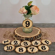 OOTDTY натуральный деревянный номер столика бревно ломтик дерево кора 1-10 для свадьбы День рождения центральный подвесные украшения для вечеринки