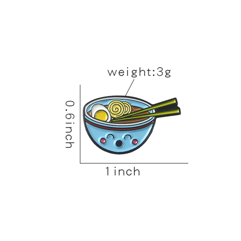 Милая японская лапша эмаль штифт Ramen яйцо миска для супа палочки еды броши