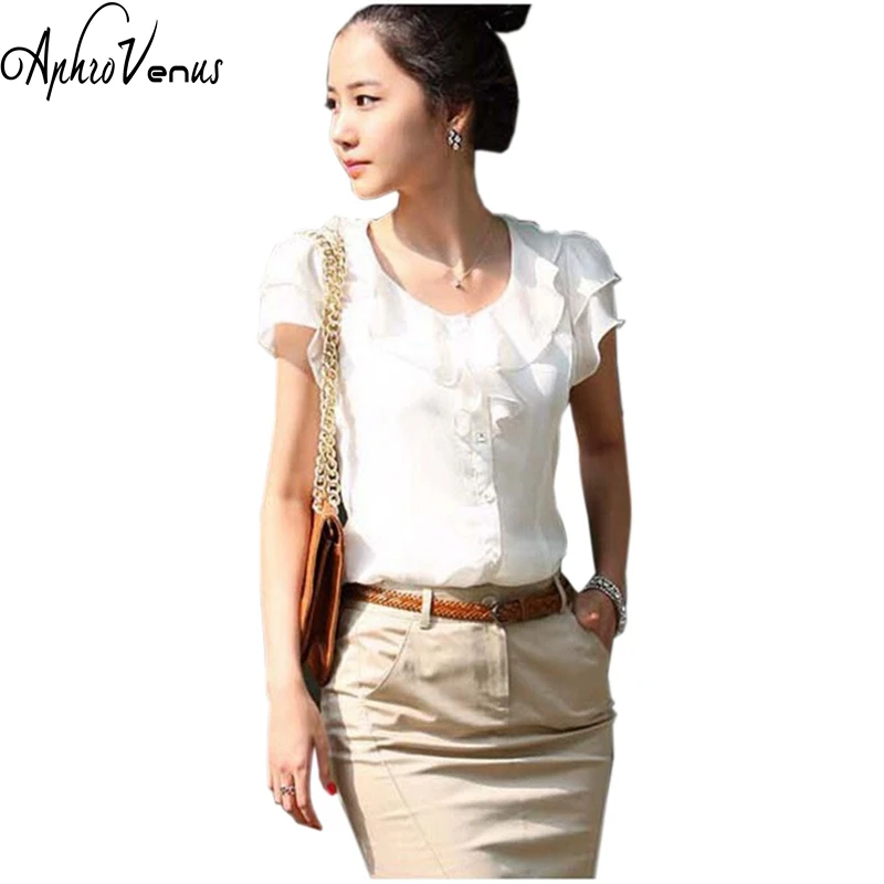

2018 Summer Style Brand New Turn-Down Collar Casual Slim Chiffon Blouses Women Shirt Female Blouse Ladies Tops