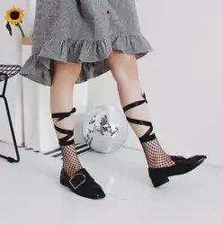 2018 Летняя мода Симпатичные Для женщин Harajuku черные повязки сетки короткие носки сетка ажурные доки сексуальный лук Смешно Дамы Носки для