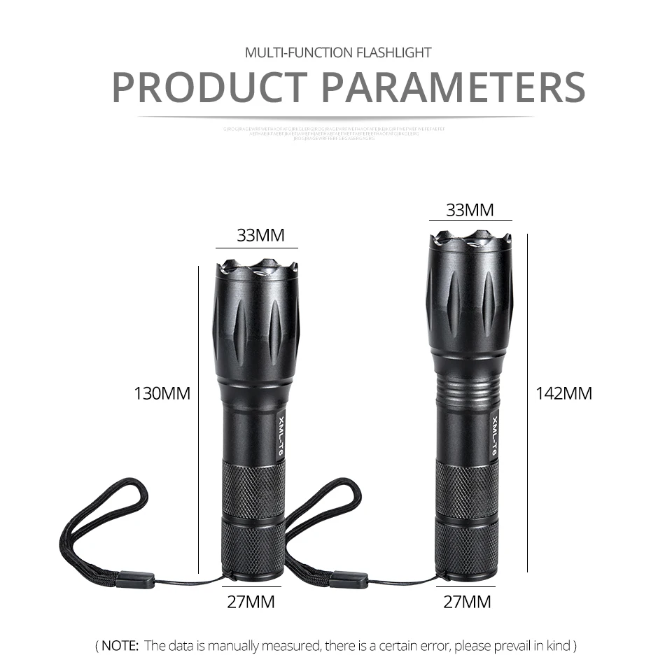 Rechargeable Led Flashlight Torch CREE XML T6 Zoomable Powerful Tactical Flashlight 18650 For Hunting Outdoor Camping Lantern (3)