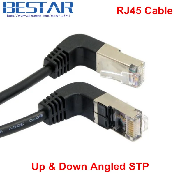 Computer Cables Elbow Down & Up Angled 90 Degree cat5e 8P8C FTP STP UTP Cat 5e Ethernet Network Cable RJ45 LAN Patch Cord 40cm 0.4m 1m 2m 3m 5m Cable Length: 500cm, Color: up and Down