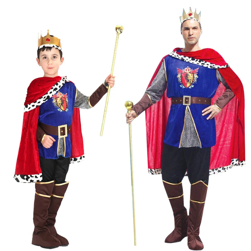 

Children's Day Halloween Purim Cosplay Costumes Medieval Ancient Roman King Father Son Adult Kids Luxury Chidlren Birthday Gift