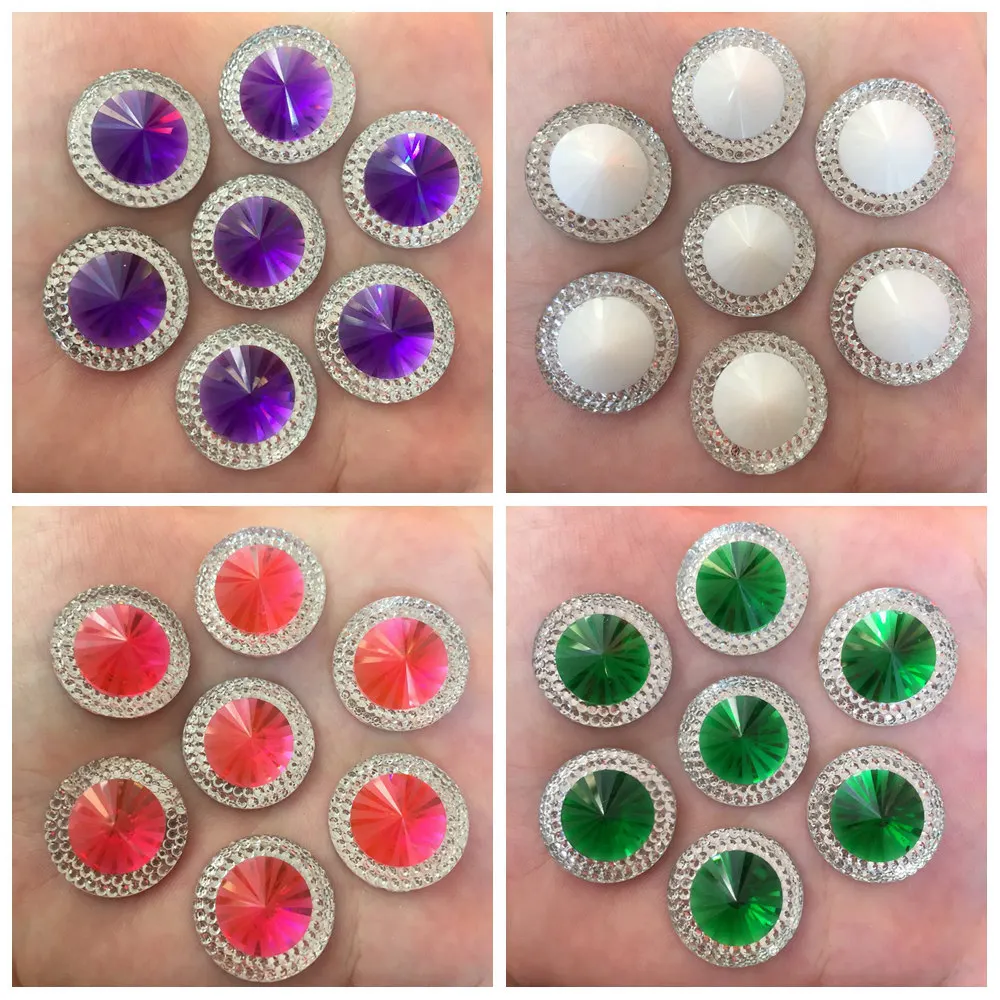 New 20PCS Resin 20mm two-tone round Convex spires Flatback Rhinestone Embellishment DIY Wedding appliques SR91*2 | Дом и сад