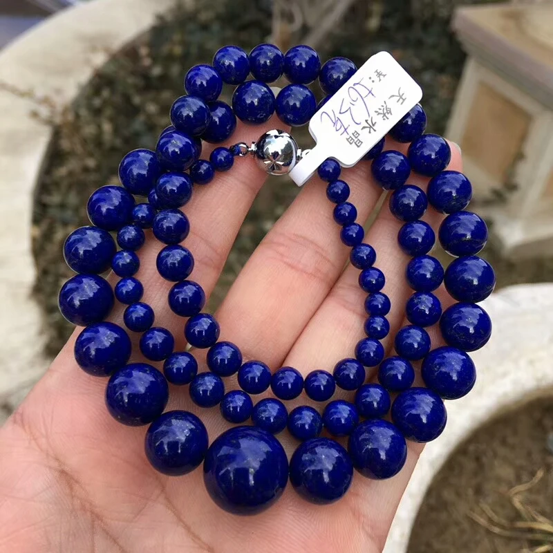 

5-14mm 100% Natural Royal Blue Lapis Lazuli Beads Necklace Certificate AAAAA Gemstone Woman Chain Crystal Bracelets Necklaces
