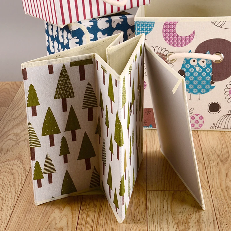 3 قطع seluna طوي صناديق التخزين مع غطاء القطن للماء قماش الكتان صناديق مربع لعبة الملابس تخزين سلة الغسيل منظم