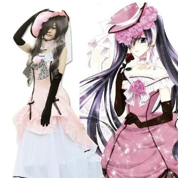 

New Black Butler Ciel Phantomhive women's pink Dress Cosplay Costume halloween party costume dress vintage party dress