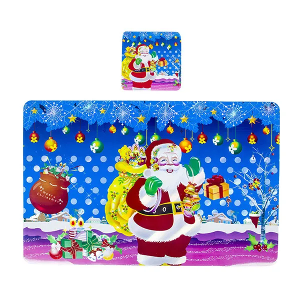 6 Sets Christmas Placemat Non slip PVC Insulation Placemat Washable