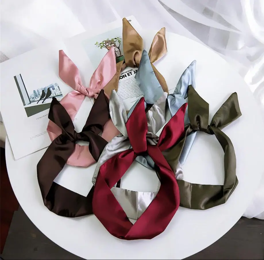 2019 Твердые скинни волосы шарф Женская Косынка Foulard алюминиевый проволочный