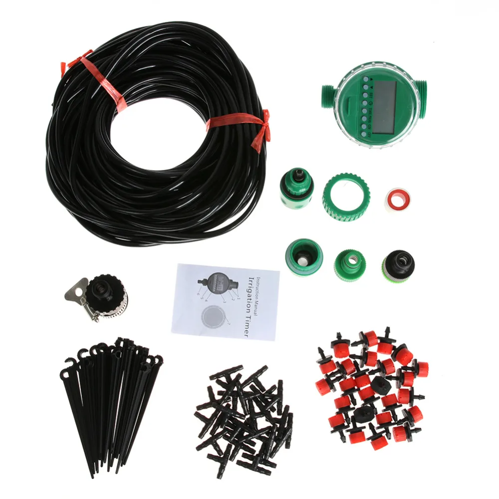 DIY Micro Drip Irrigation Auto Timer Self Plant Watering 25M 20M 15M